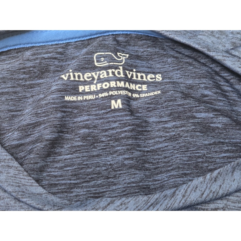 Vineyard Vines Performance Shirt Mens Medium Blue Heather Short Sleeve Surfboard - Picture 2 of 3